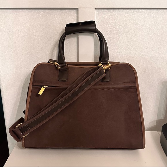 VTG Diane Von Furstenburg Faux Suede Leather Purse Handbag Tote Weekend Luggage - Picture 2 of 16